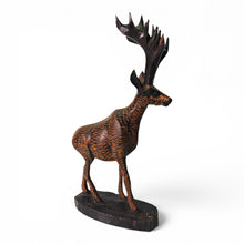 Vintage Hand Carved Wooden Stag