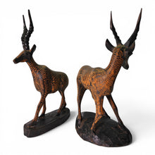 Vintage Pair of Hand Carved Wooden Antelope