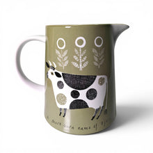 Folk Art Short Horn Named Bjorn Cow 1L Ceramic Jug By Jane Ormes