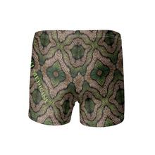 Mens Swimming Trunks - Green Print